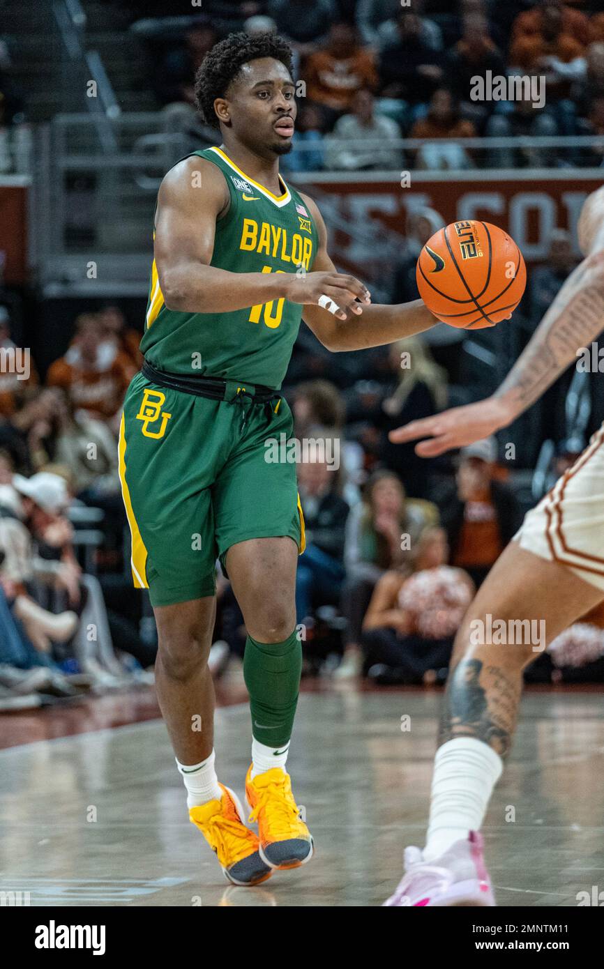 30. Januar 2023. Adam Flagler Nr. 10 der Baylor Bears in Aktion gegen die Texas Longhorns im Moody Center. Texas besiegt Baylor 76-71. Stockfoto