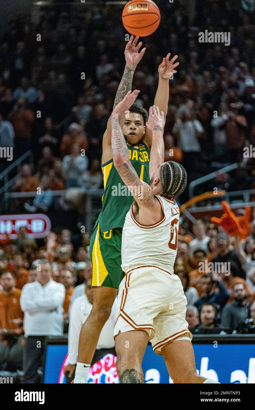 30. Januar 2023. Keyonte George Nr. 1 der Baylor Bears in Action gegen die Texas Longhorns im Moody Center. Texas besiegt Baylor 76-71. Stockfoto