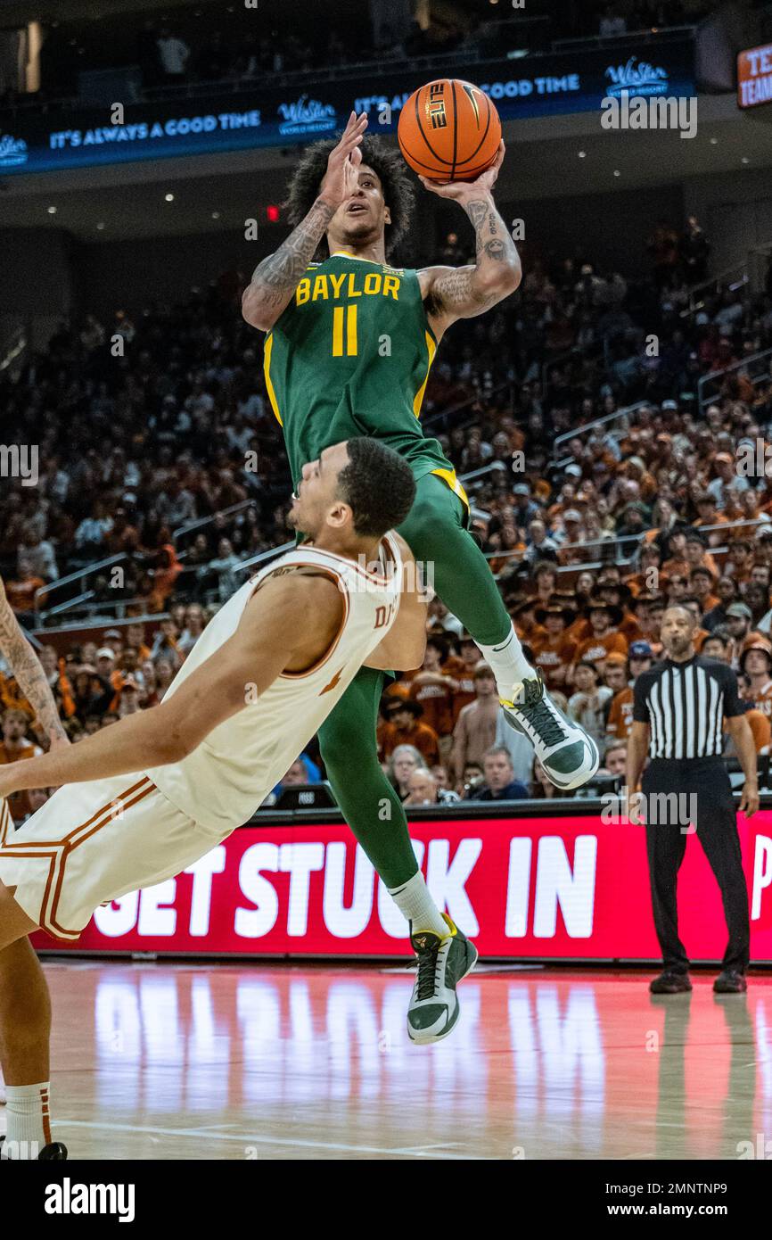 30. Januar 2023. Jalen Bridges Nr. 11 der Baylor Bears in Aktion gegen die Texas Longhorns im Moody Center. Texas besiegt Baylor 76-71. Stockfoto