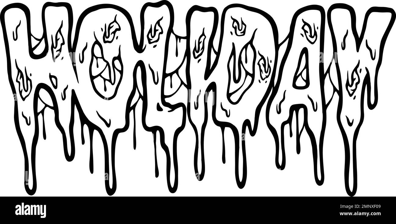 Schmelzender Text Feiertagshandschrift Schriftzug Text Text Text Text Text Text Text Text Kunst Vektor Illustrationen für Ihre Arbeit Logo, Merchandise-T-Shirt, Aufkleber und Etikettendesigns, Poster Stock Vektor