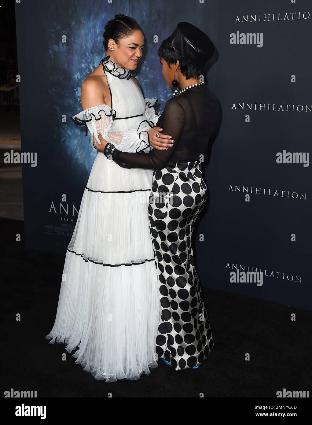 Tessa Thompson, left, and Janelle Monae arrive at the Los Angeles