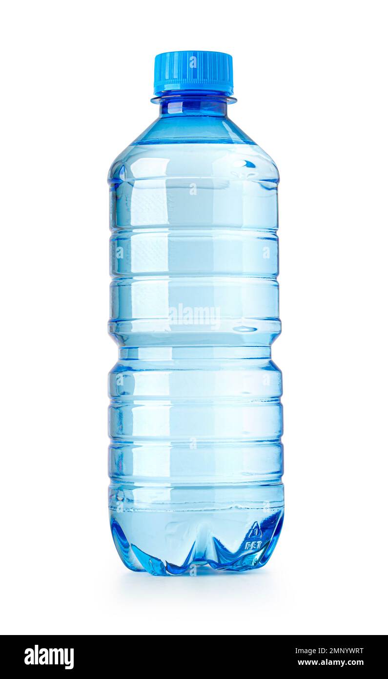 Wasser-Plastikflasche isoliert auf weißem Hintergrund mit Clipping-Pfad Stockfoto