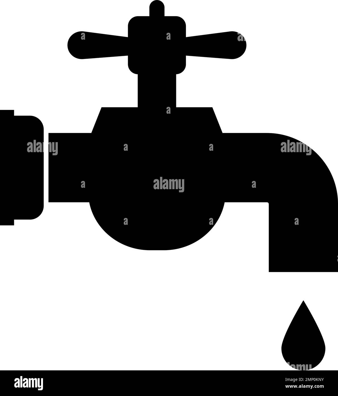 Silhouettensymbol für Wasserhahn und Wassertropfen. Verwendung eines Wasserhahns. Bearbeitbarer Vektor. Stock Vektor