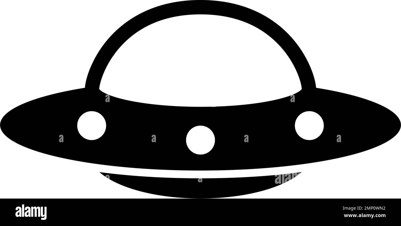 Silhouette für fliegende Untertassen. UFO oder nicht identifiziertes fliegendes Objekt. SF. Bearbeitbarer Vektor. Stock Vektor