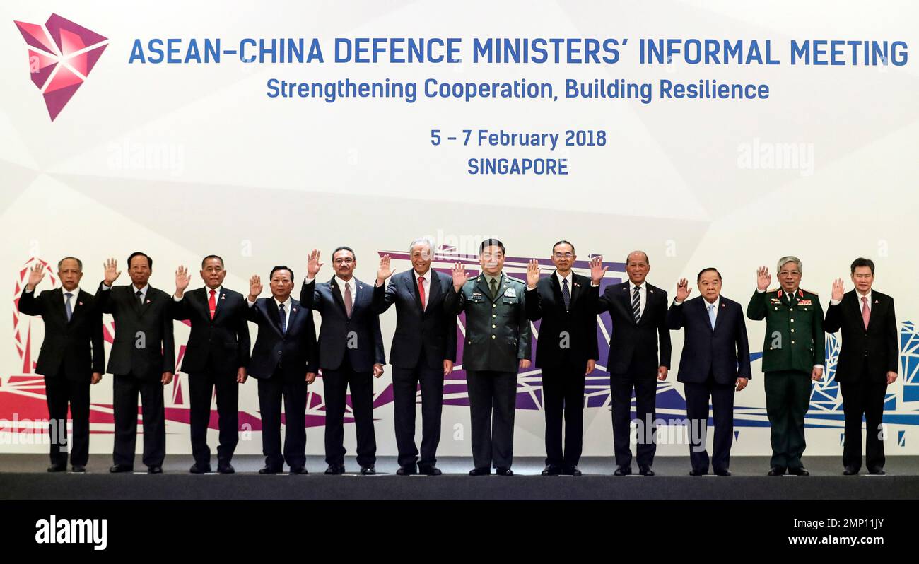 ASEAN and China defense ministers pose for a photo ahead of the ASEAN ...