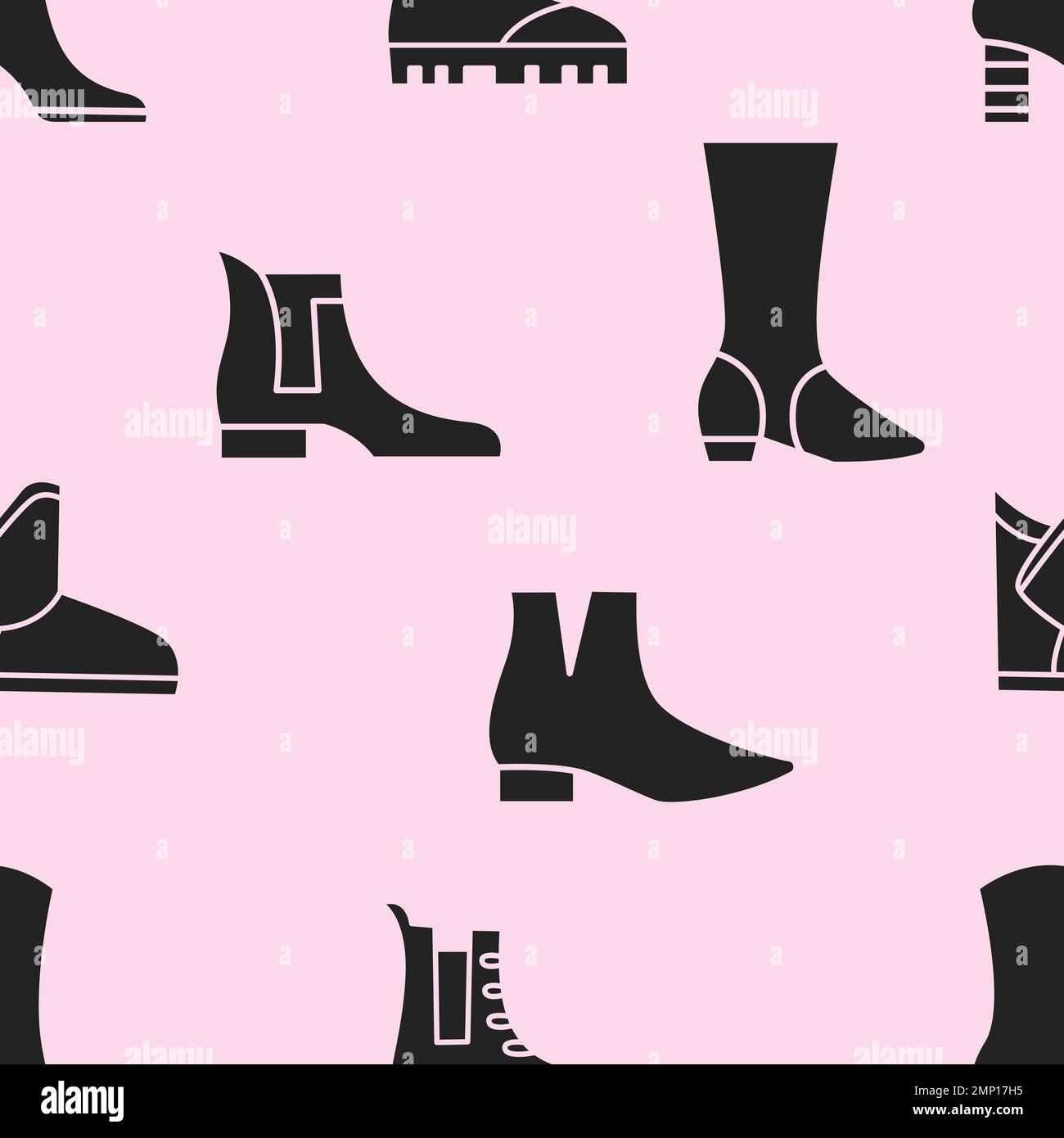 Modische Lederstiefel, Schuhe mit nahtlosem Muster Stock Vektor