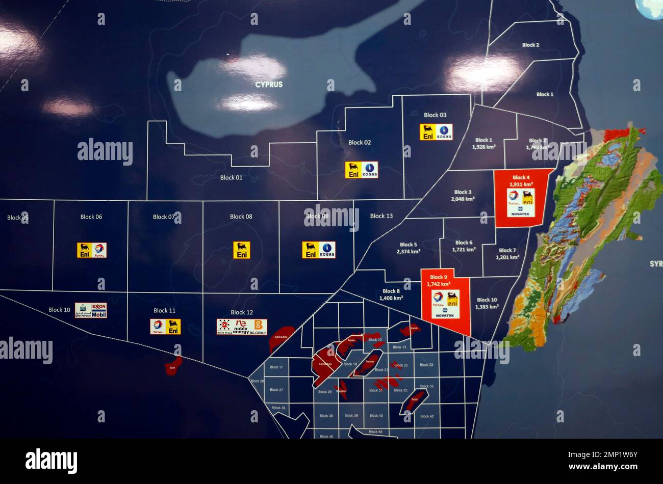 Oil Rig Map Blocky A map shows the ten offshore blocks for which the Lebanese Cabinet ...