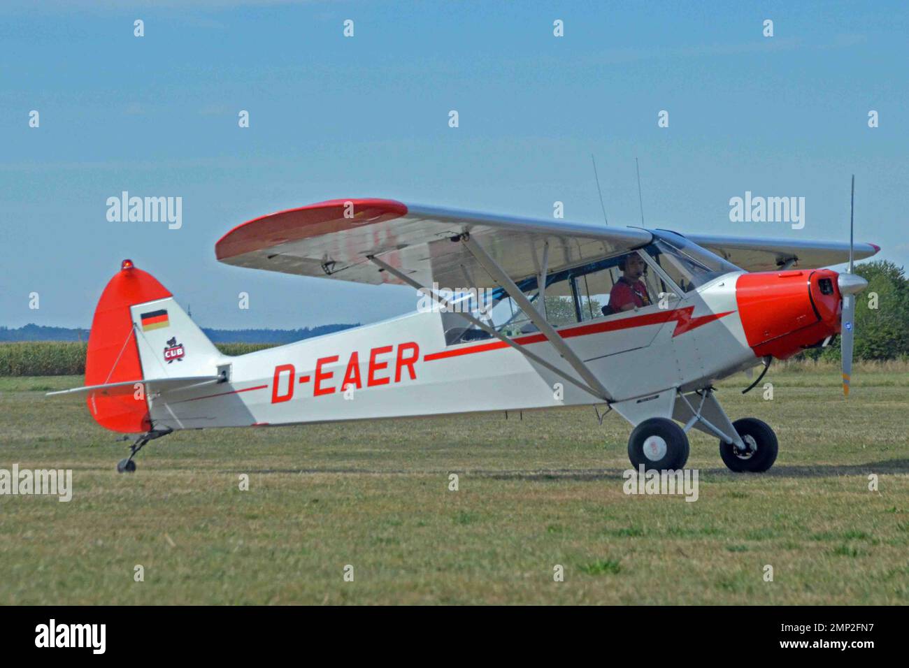 Deutschland, Baden-Württemberg, Tannheim: D-EAER Piper L-18C-95 Super Cub (c/N 18-1521). Stockfoto