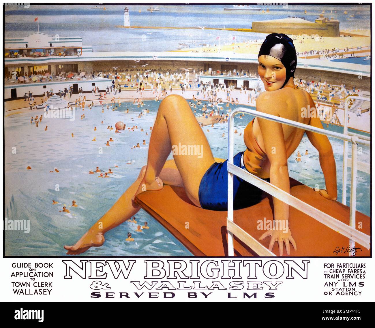 New Brighton & Wallasey, serviert von LMS von Edwin Scott Septimus (1879-1962). Poster wurde 1923 in Großbritannien veröffentlicht. Stockfoto