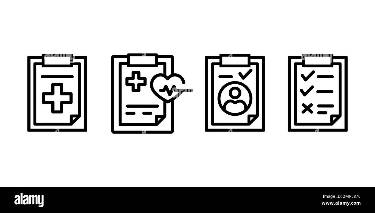 Vektorbild des Symbols „medizinischer Befund“. Kann auch für körperliche Fitness genutzt werden. Geeignet für mobile Apps, Web-Apps und Printmedien. Stock Vektor