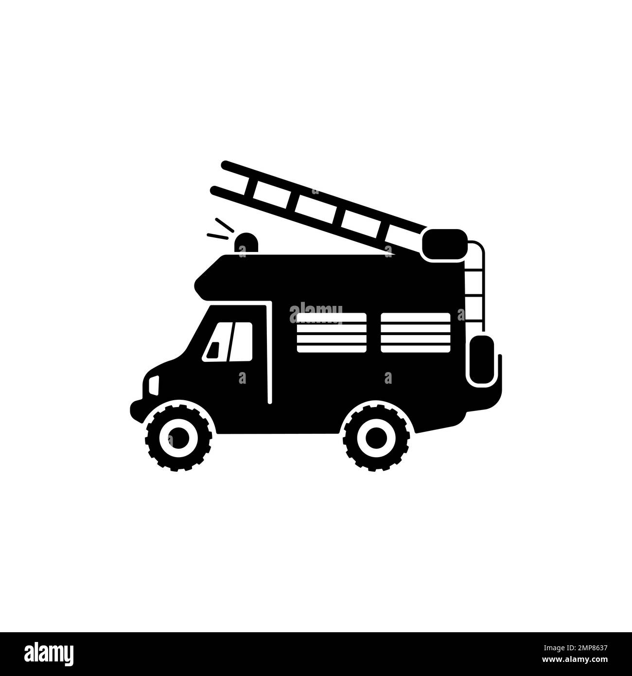 Vektorsymbol für Feuerwehrwagen – schwarze Abbildung Stock Vektor