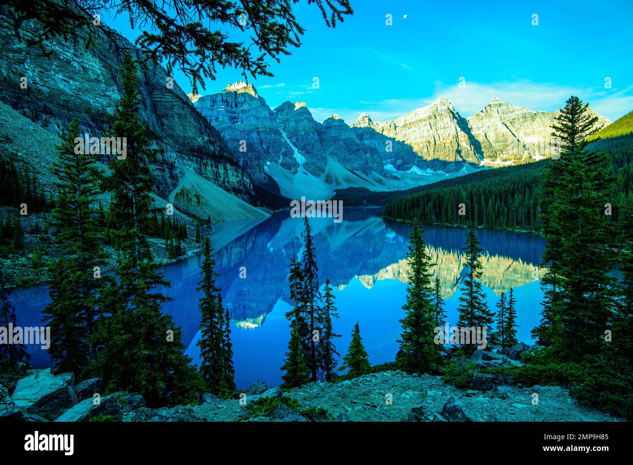 Wunderschöne Landschaft am Moraine Lake Stockfoto