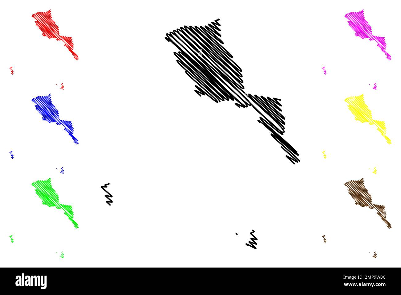 Ensenada Municipality (Free and Sovereign State of Baja California, Mexico, United Mexican States) Kartenvektordarstellung, Scribble-Skizze Ensenada m Stock Vektor