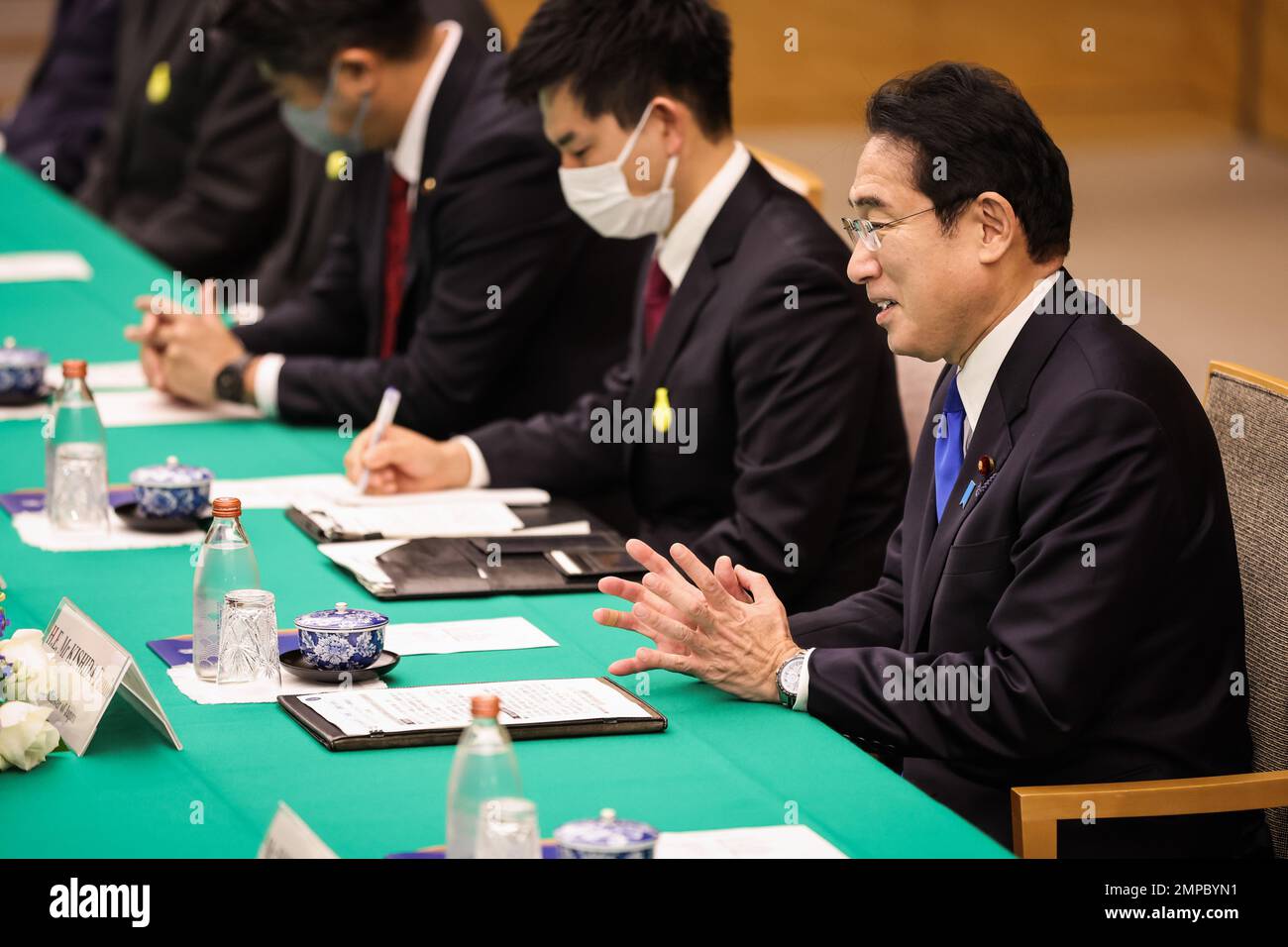 Tokio, Japan. 31. Januar 2023. Der japanische Ministerpräsident Fumio Kishida spricht am 31. Januar 2023 bei einem Treffen mit dem NATO-Generalsekretär Jens Stoltenberg in Tokio, Japan. Stoltenberg besucht Japan, um die bilateralen Beziehungen zwischen dem Land und der EU zu stärken Kredit: SOPA Images Limited/Alamy Live News Stockfoto