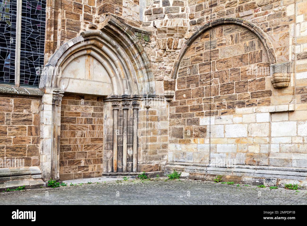 Versteinertes Portal, Minden-Kathedrale, Minden, Nordrhein-Westfalen, Deutschland Stockfoto