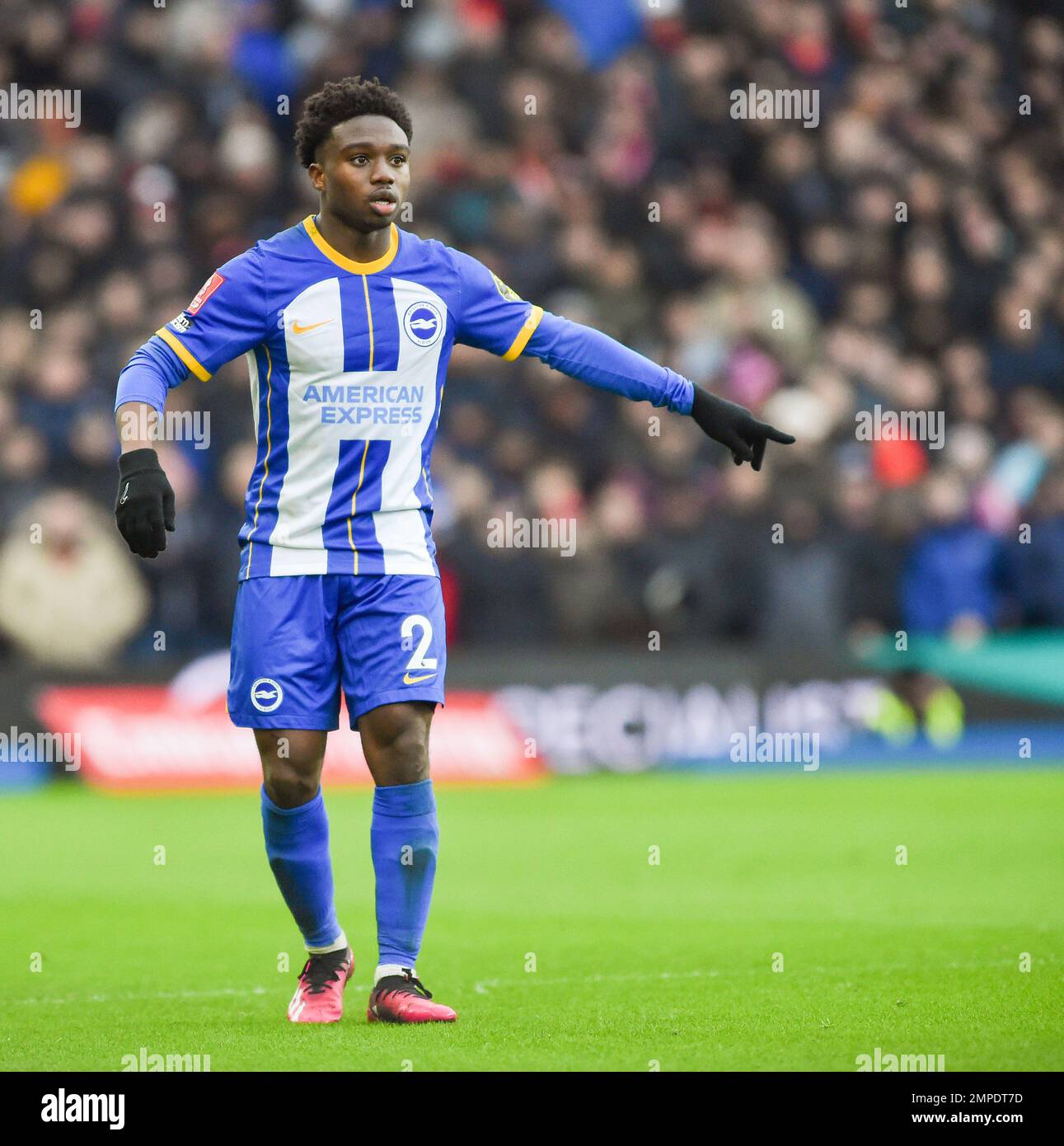 Tariq Lamptey von Brighton während des Emirates FA Cup vierten Spielfeldes zwischen Brighton & Hove Albion und Liverpool im American Express Community Stadium, Brighton , Großbritannien - 29. Januar 2023 Photo Simon Dack/Tele Images. Nur redaktionelle Verwendung. Kein Merchandising. Für Fußballbilder gelten Einschränkungen für FA und Premier League. Keine Nutzung von Internet/Mobilgeräten ohne FAPL-Lizenz. Weitere Informationen erhalten Sie von Football Dataco Stockfoto