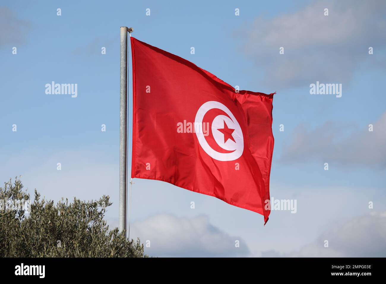 Nationale Flagge Tunesiens Stockfoto