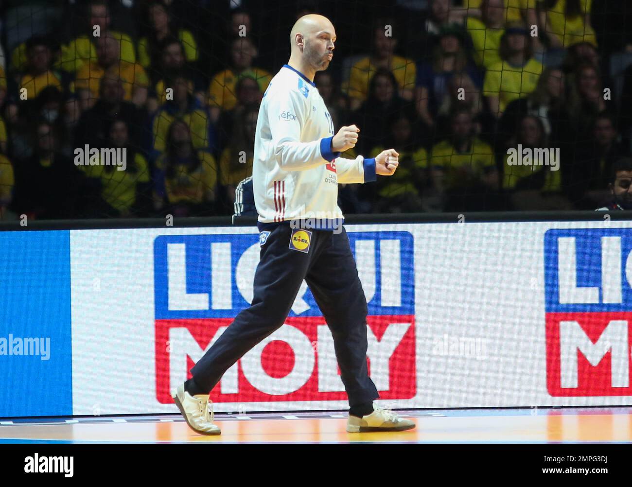 Vincent Gerard von Frankreich bei der IHF Männer-Weltmeisterschaft 2023, Halbfinalspiel zwischen Frankreich und Schweden am 27. Januar 2023 in der Tele2 Arena in Stockholm, Schweden – Foto: Laurent Lairys/DPPI/LiveMedia Stockfoto