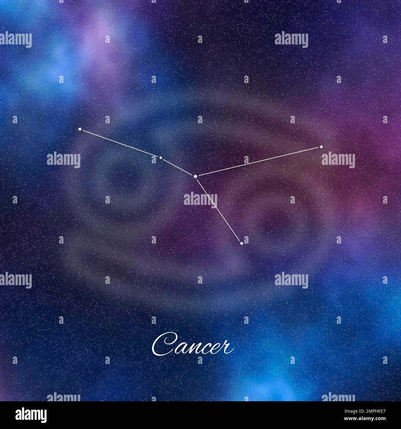 Zodiakuszeichen, Sternbildlinien, Krebssymbol Stockfoto