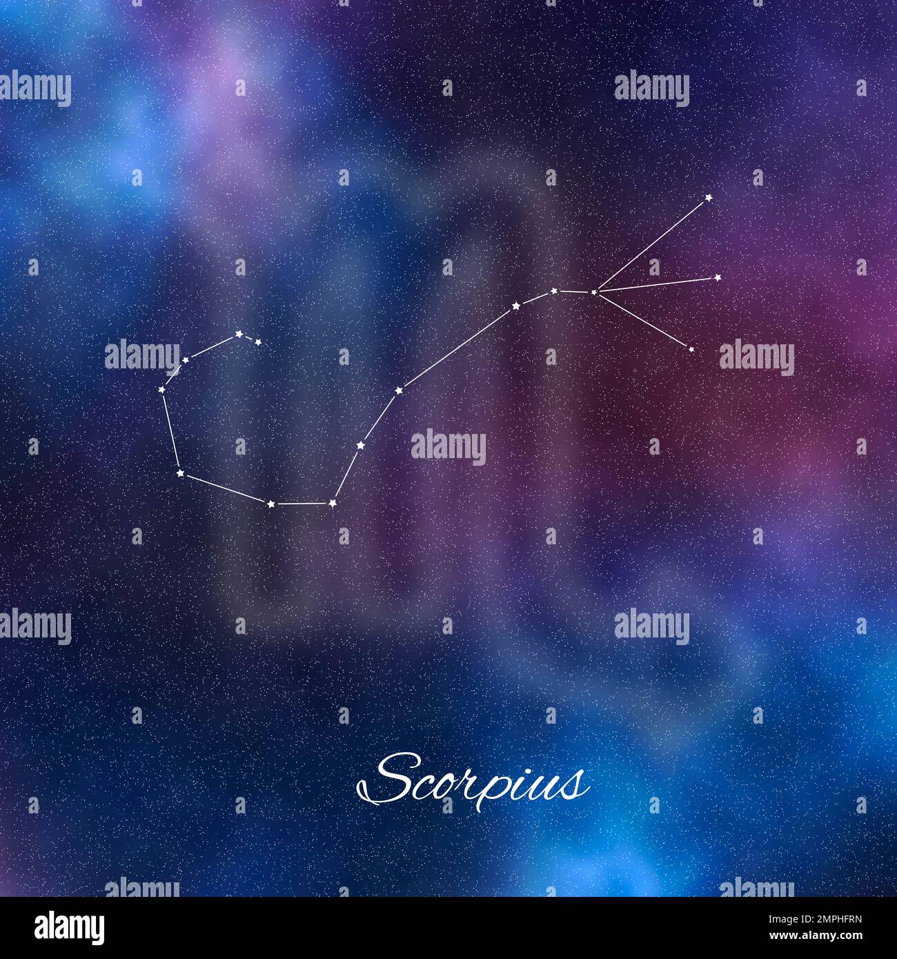 Scorpio-Zodiakzeichen, Sternbildlinien, Scorpio-Symbol Stockfoto