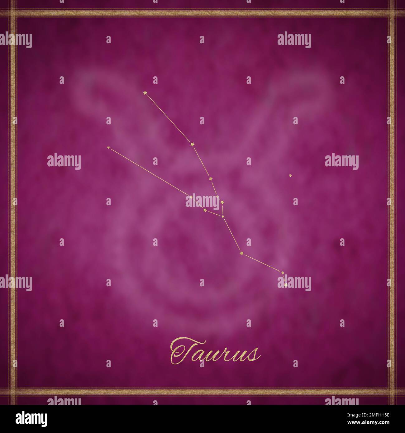 Taurus-Zodiac-Zeichen, Sternbildlinien, Taurus-Symbol Stockfoto