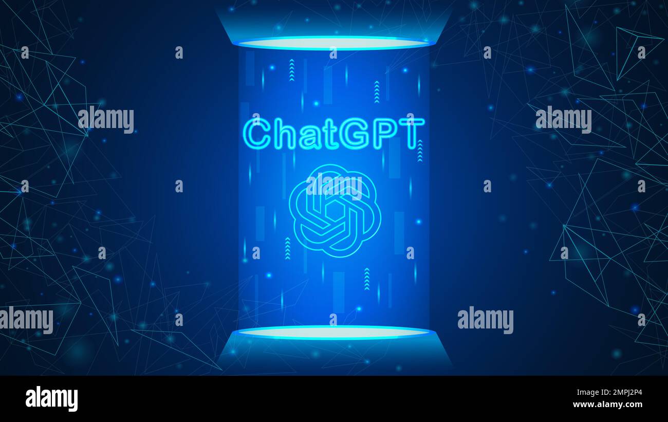 GPT4 verbesserte Chatbot-Illustrationen. Künstliche Intelligenz Chatbot.Chat GPT 4 Illustration für Banner, Flyer-Vorlage. Stockfoto