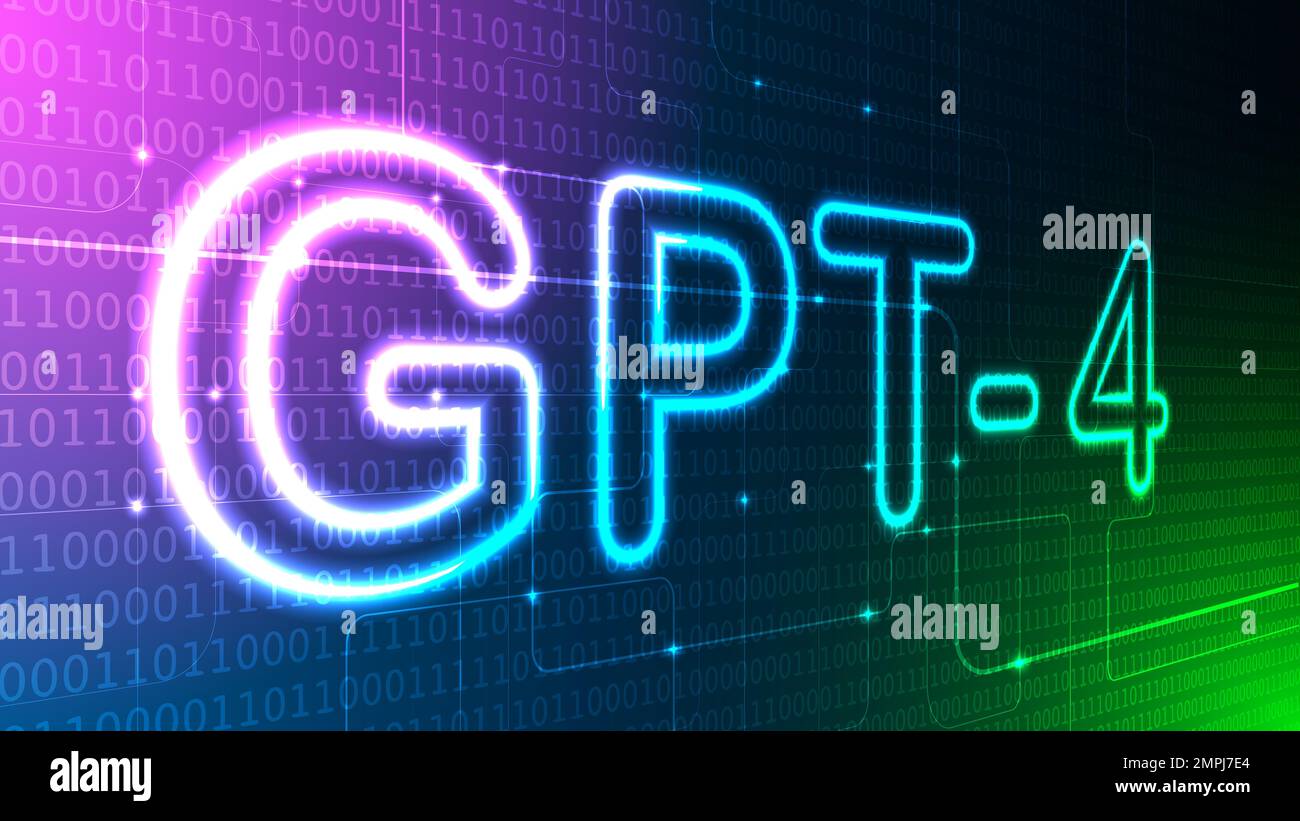 GPT4 verbesserte Chatbot-Illustrationen. Künstliche Intelligenz Chatbot.Chat GPT 4 Illustration für Banner, Flyer-Vorlage. Stockfoto