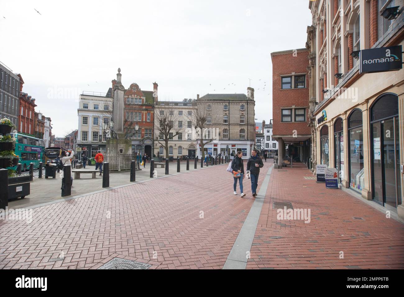 Blick auf den Market Place in Reading, in der britischen Stadt Stockfoto