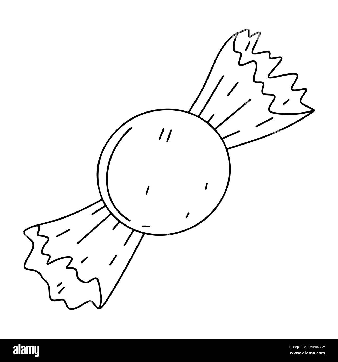 Runde Süßigkeiten im handgezeichneten Kritzelstil. Vektordarstellung isoliert auf weißem Hintergrund Stock Vektor