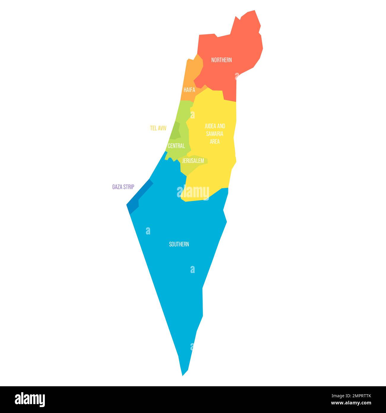 Politische Karte Israels der Verwaltungsabteilungen Stock Vektor