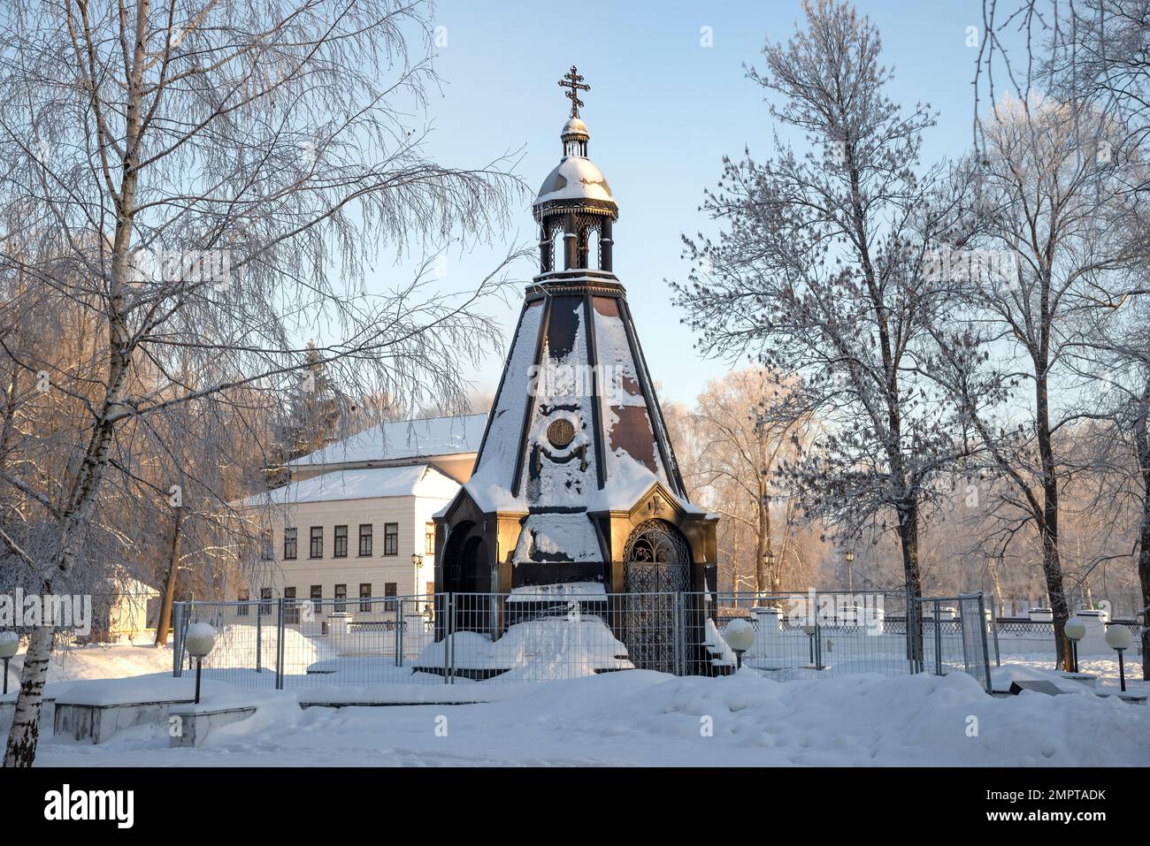 UGLICH, RUSSLAND - 07. JANUAR 2023: Kapelle "für die Verteidiger des Vaterlandes zu jeder Zeit von Grateful Uglich". Region Jaroslawl Stockfoto