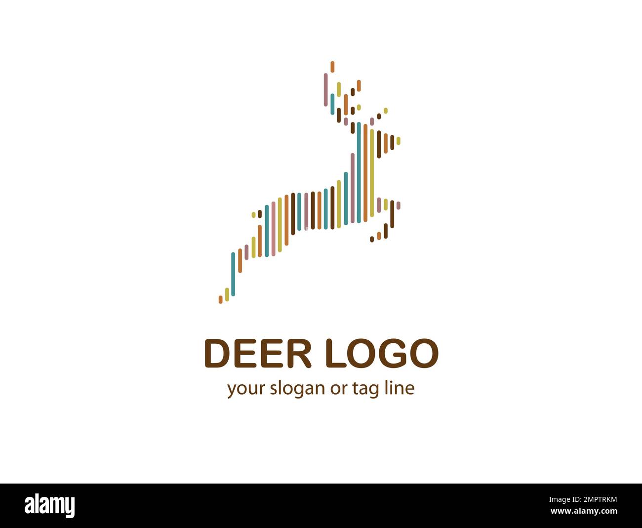 Abstraktes, modernes Logo mit zeitgenössischer Linie für Hirsche Stock Vektor