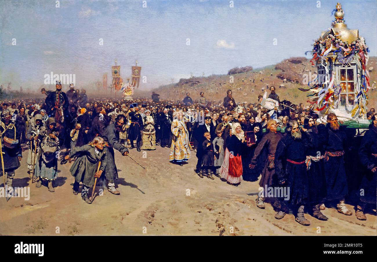 Ilja Repin. Gemälde mit dem Titel „Krestny Khod (Religionsausübung) in Kursk Gubernia“ der ukrainisch geborenen russischen Künstlerin Ilja Jefimowitsch Repin (1844-1930), Öl auf Leinwand, 1880-83 Stockfoto