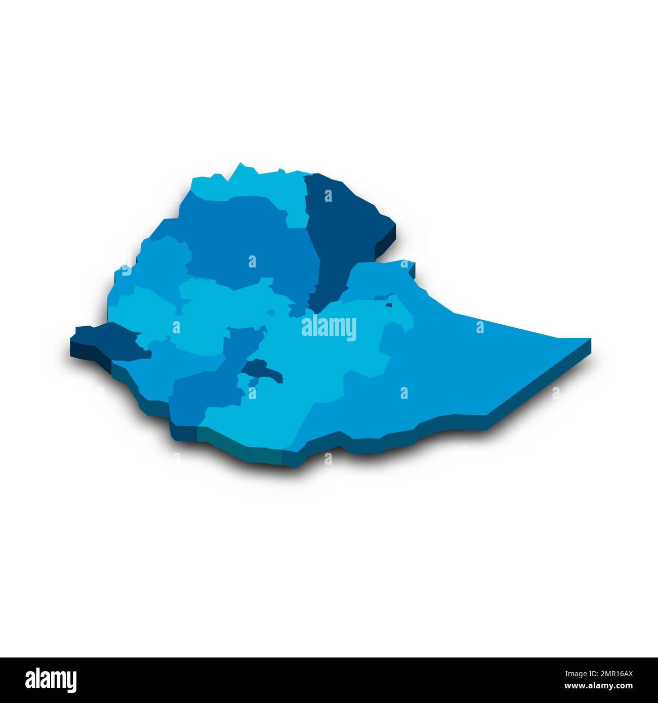 Äthiopien politische Karte der Verwaltungsabteilungen Stock Vektor