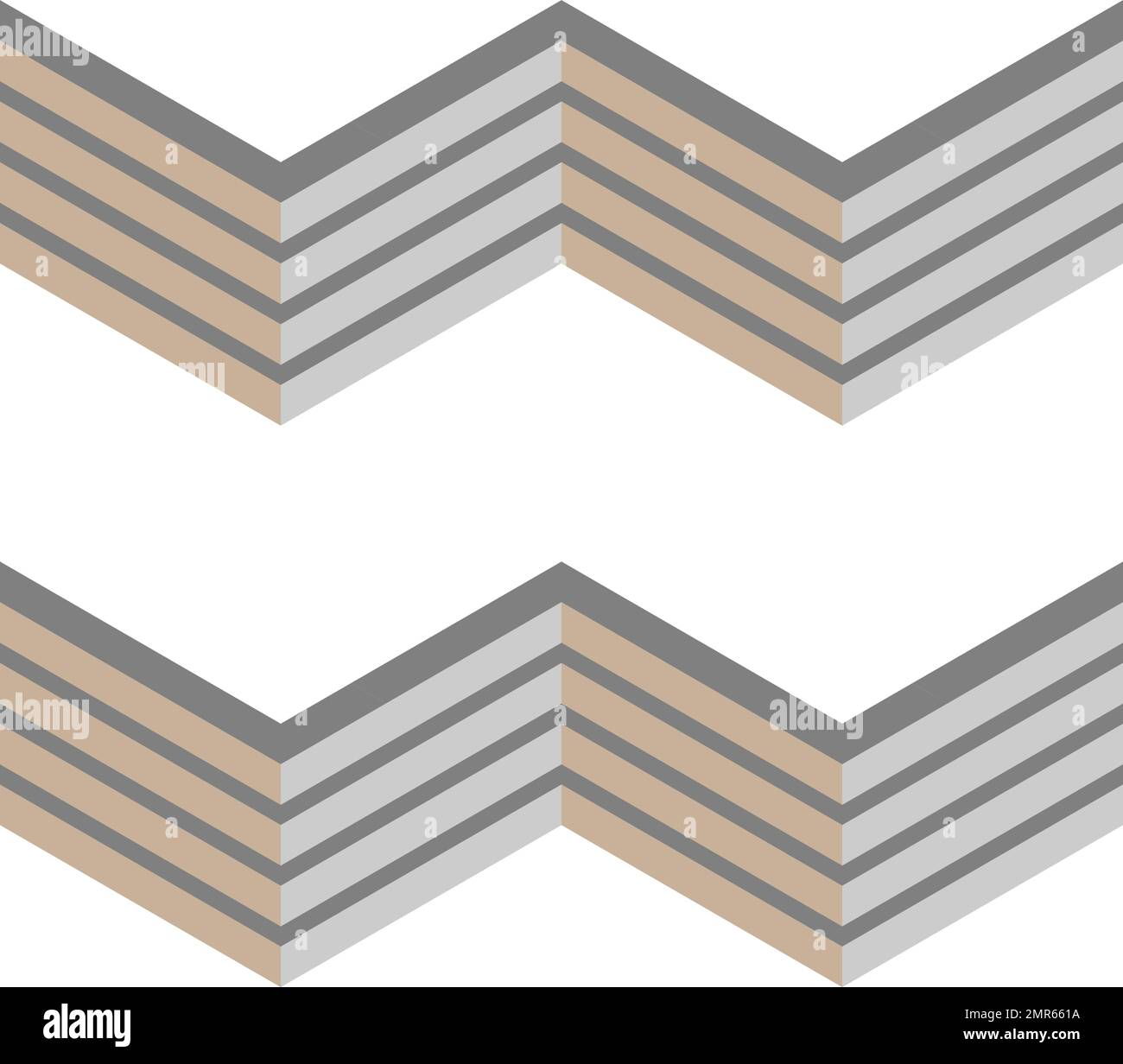 3D grauer Zaun. Nahtloses Vektor-Chevron-Muster Stock Vektor