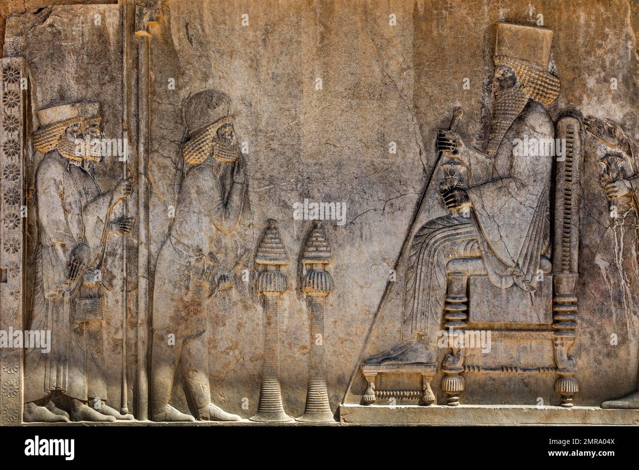 Die Befreiung von König Darius unter einem Dach, Persepolis, Persepolis, Iran, Asien Stockfoto Die Befreiung von König Darius unter einem Dach, Persepolis, Persepolis, Iran, Asien Stockfoto
