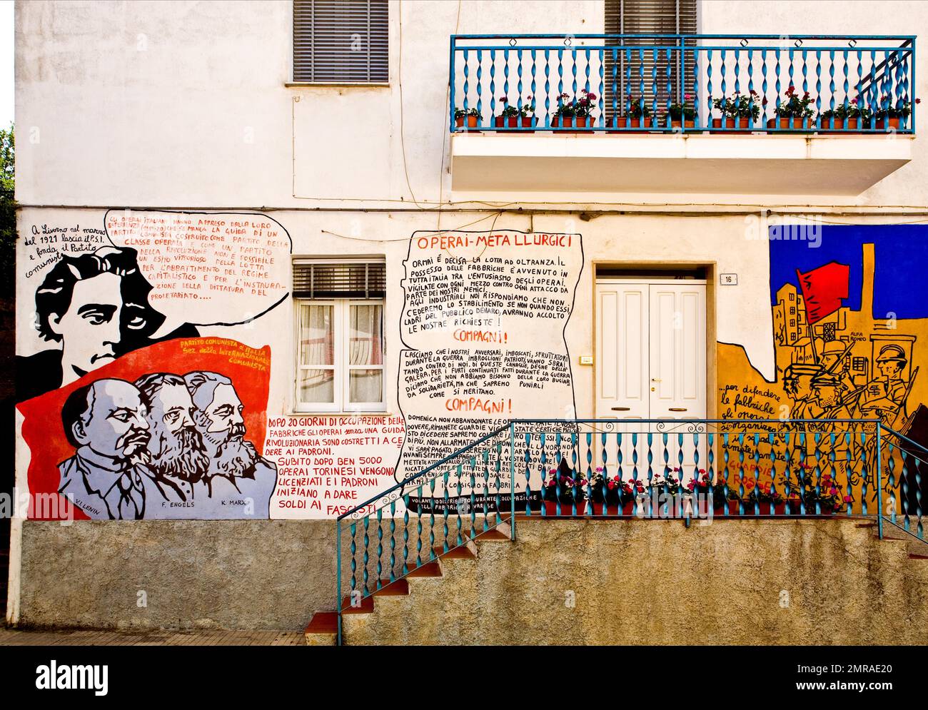 Lenin, Marx, Engels, Wandbilder, Wandbilder in Orgosolo, Sardinien, Italien, Europa Stockfoto