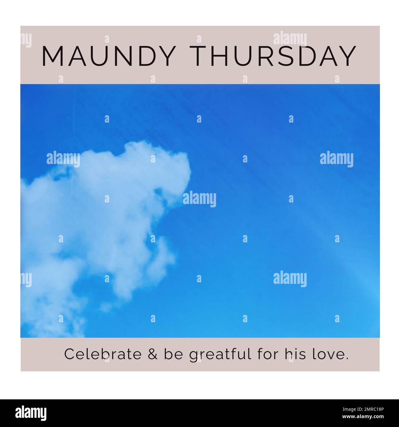 Komposition von maundy-thursday-Text und Kopierraum auf blauem Hintergrund Stockfoto