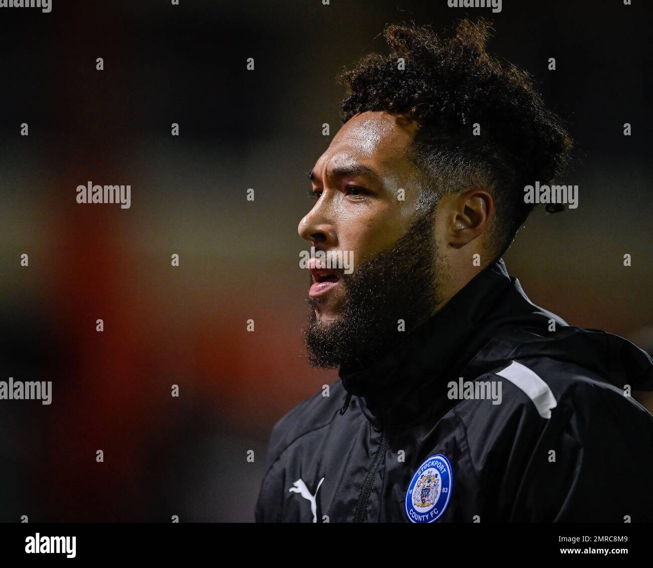 Kyle Wootton #19 von Stockport County während des Sky Bet League 2 Spiels Crewe Alexandra vs Stockport County im Alexandra Stadium, Crewe, Großbritannien, 31. Januar 2023 (Foto von Ben Roberts/News Images) in Crewe, Großbritannien, am 1./31. Januar 2023. (Foto: Ben Roberts/News Images/Sipa USA) Stockfoto