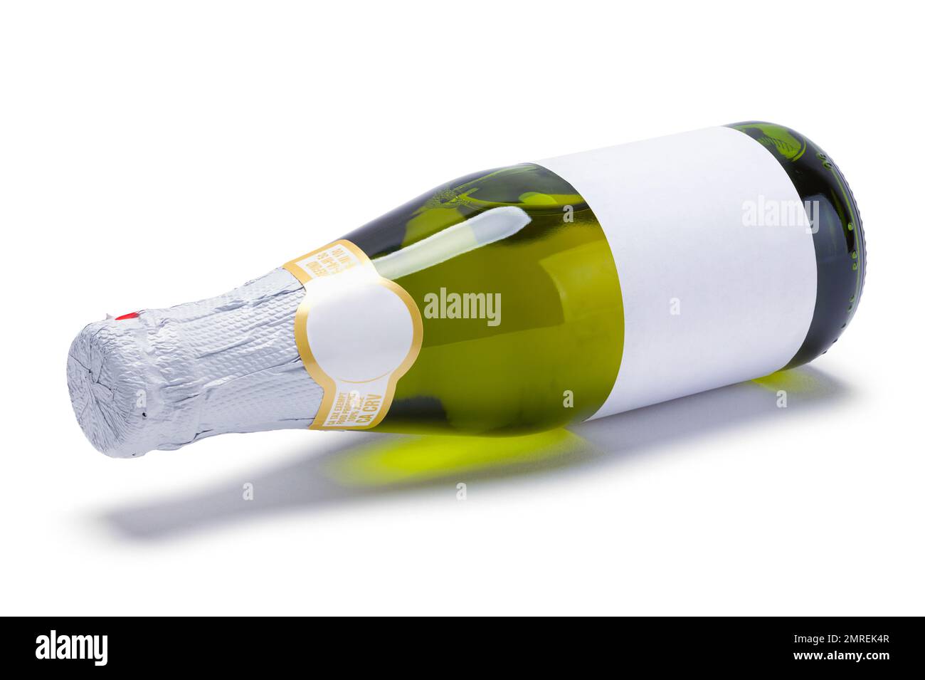 Grüne Glasflasche Mit Kontrastelementen Und Ausschnitt Auf Weiß. Stockfoto