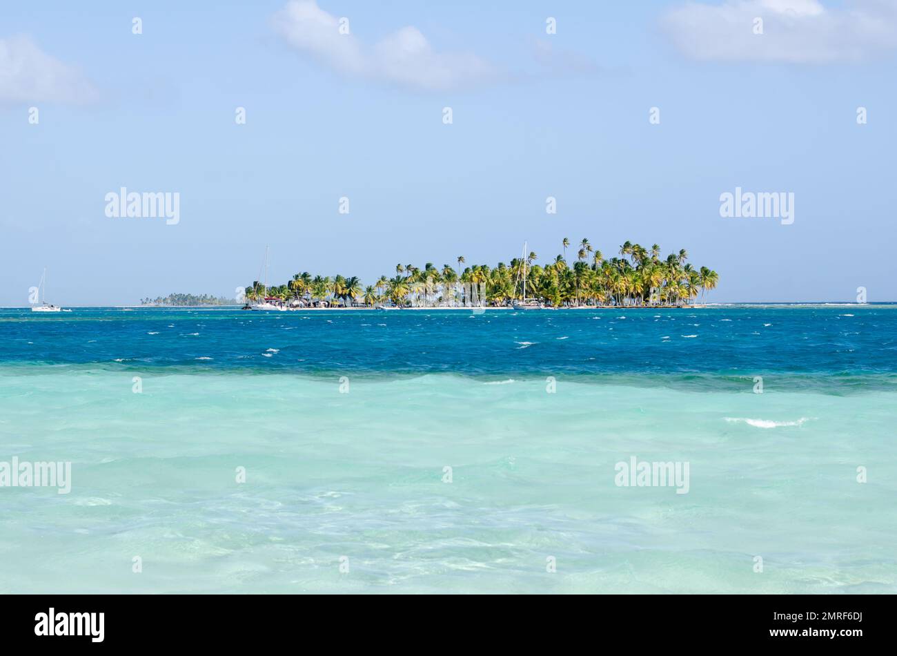 Die Insel Guna Yala ist aufgrund des Anstiegs des Meeresspiegels stark vom Untergang bedroht Stockfoto