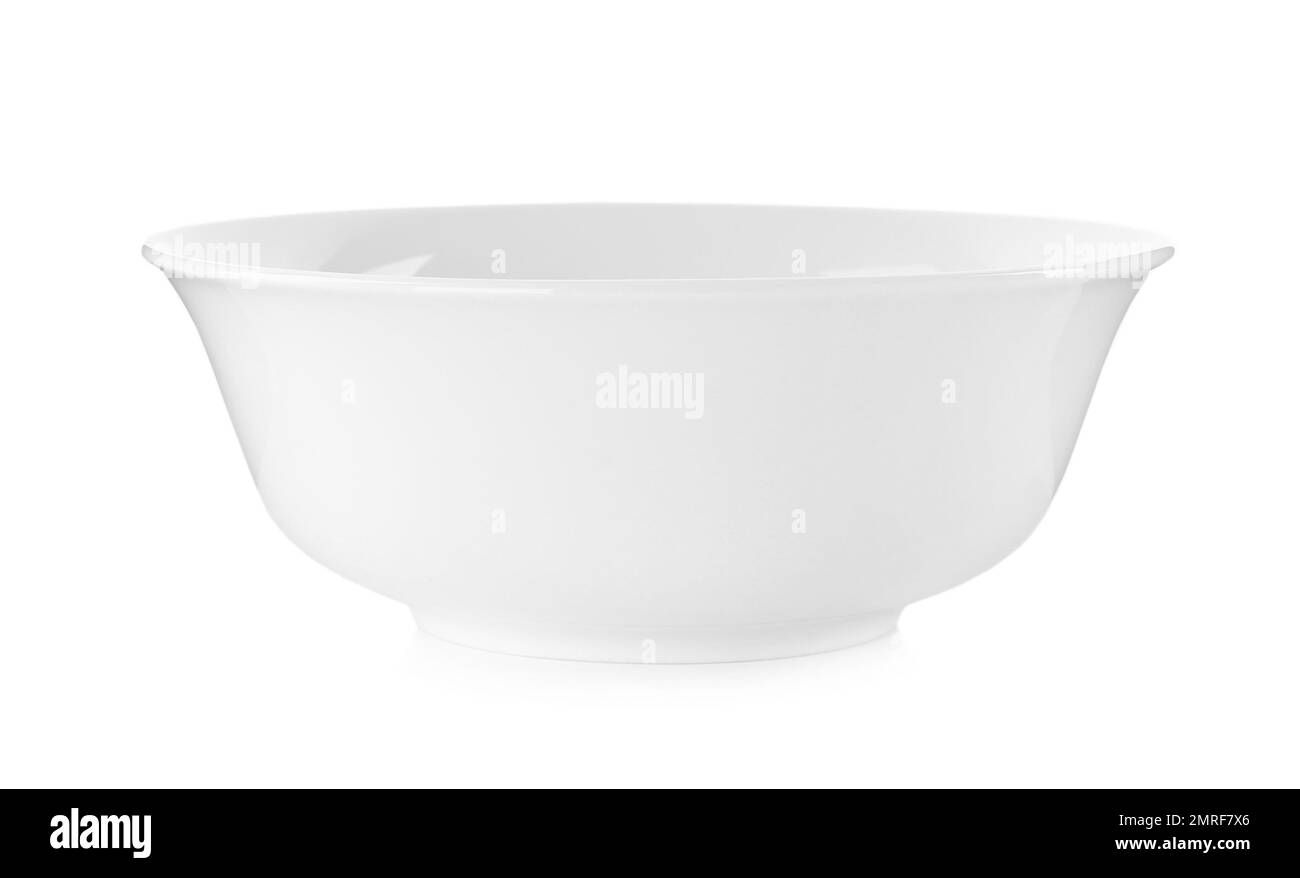 Stilvolle leere Keramikschüssel isoliert auf Weiß Stockfoto