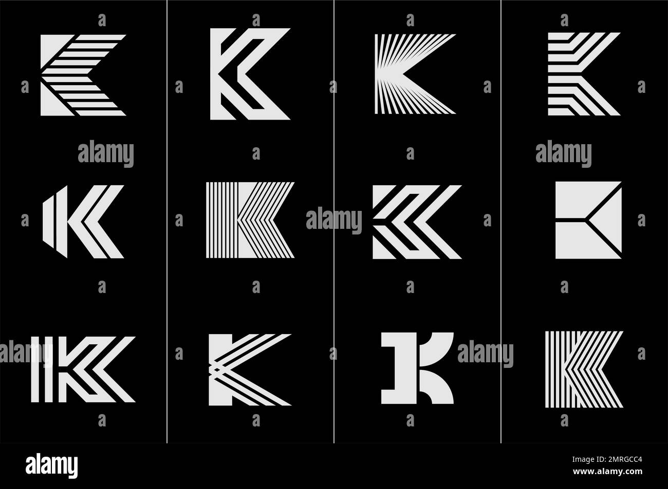 Einfache K-Logo-Kollektion. Moderner Vektorvorlagensatz für das K-Letter-Logo. Stock Vektor