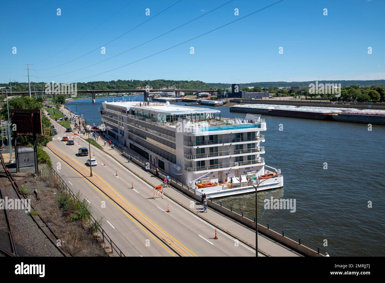 St. Paul, Minnesota. Die erste Tour der Wikinger-Mississippi-Kreuzfahrt. Von St. Louis nach St. Paul. Das Kreuzfahrtschiff mit 368 Passagieren wurde in Custum gebaut Stockfoto