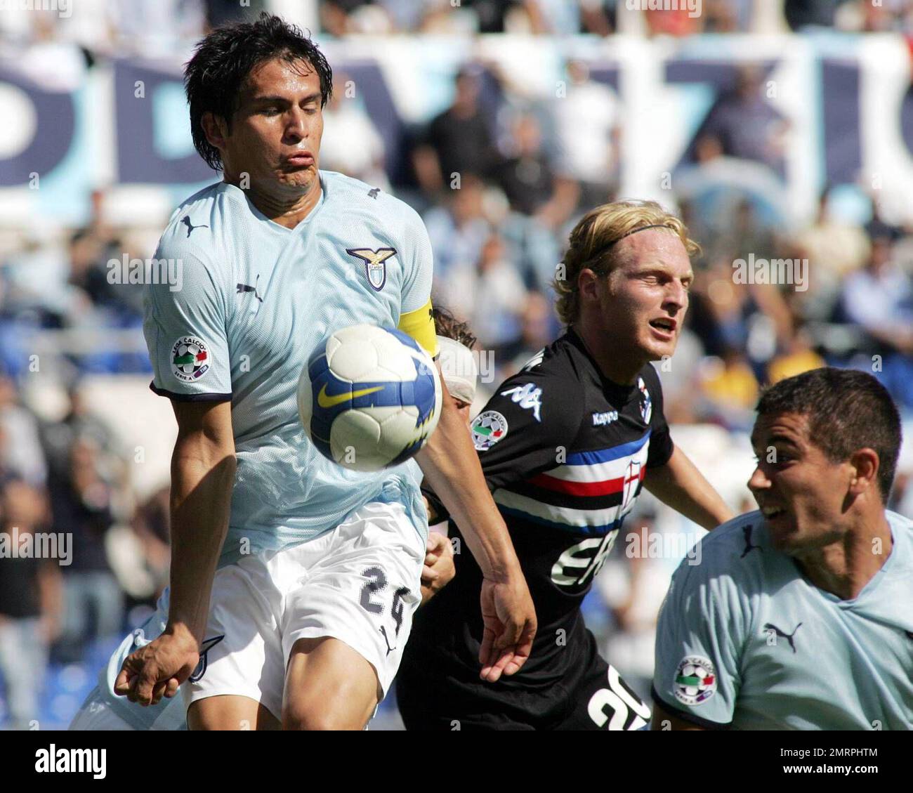 Lazio spielt Sampdoria während der Fußballmeisterschaft der Serie A im Olympiastadion. Lazio gewann das Spiel 2-0. Rom, Italien. 9/14/08. Stockfoto