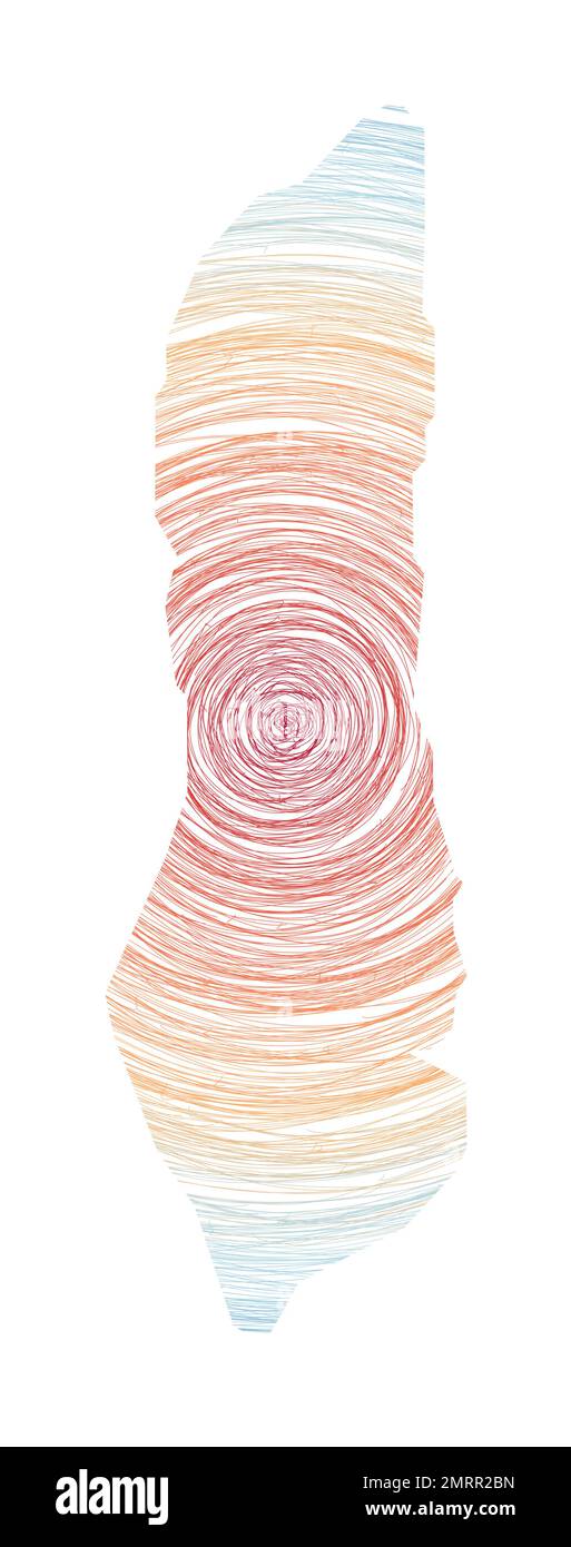 Karte der Grand Turk Island mit konzentrischen Kreisen. Skizzieren Sie Kreise in Form der Insel. Vektorabbildung. Stock Vektor