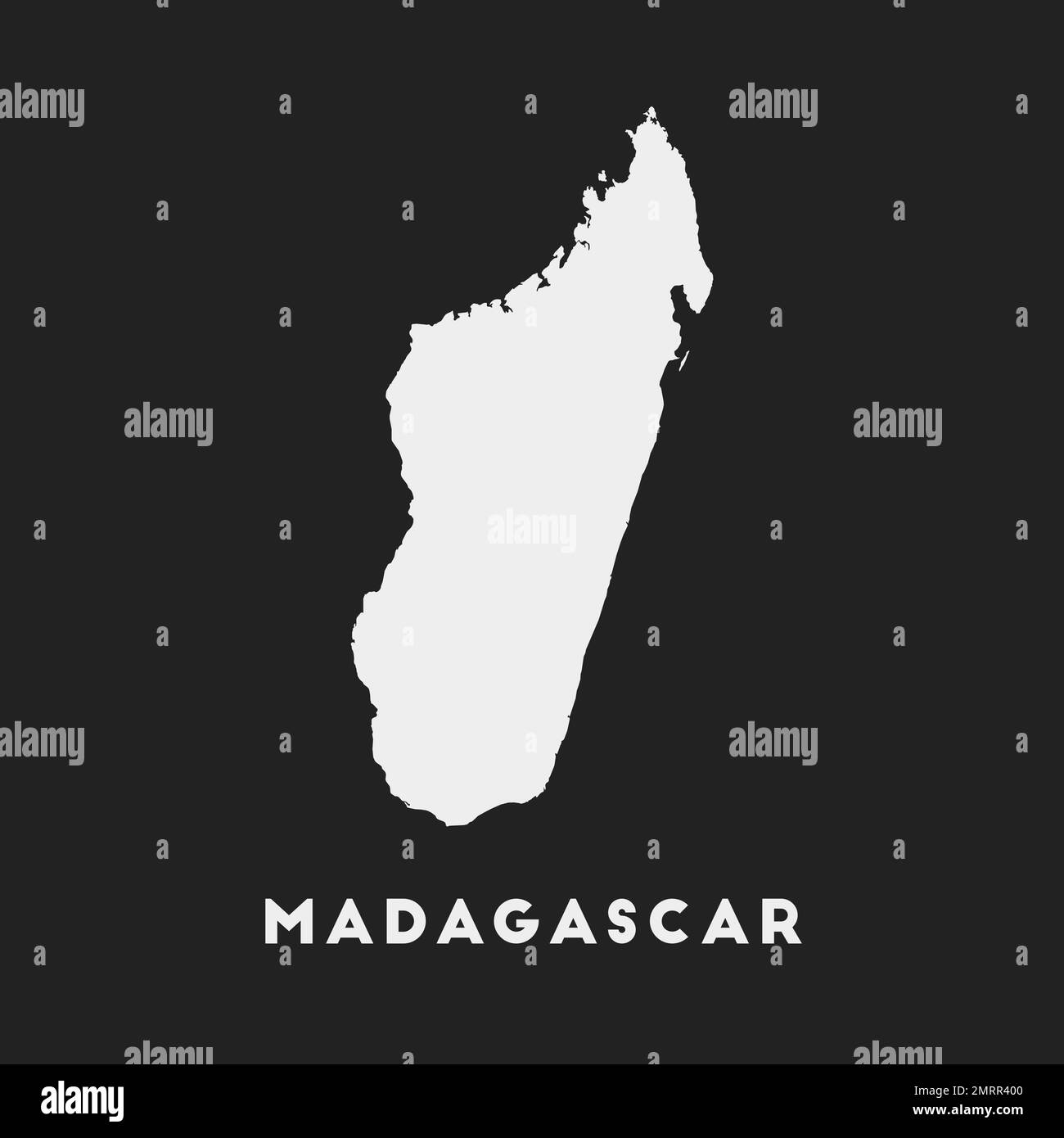 Madagaskar-Symbol. Landkarte auf dunklem Hintergrund. Stilvolle Karte Madagaskars mit Ländernamen. Vektordarstellung. Stock Vektor