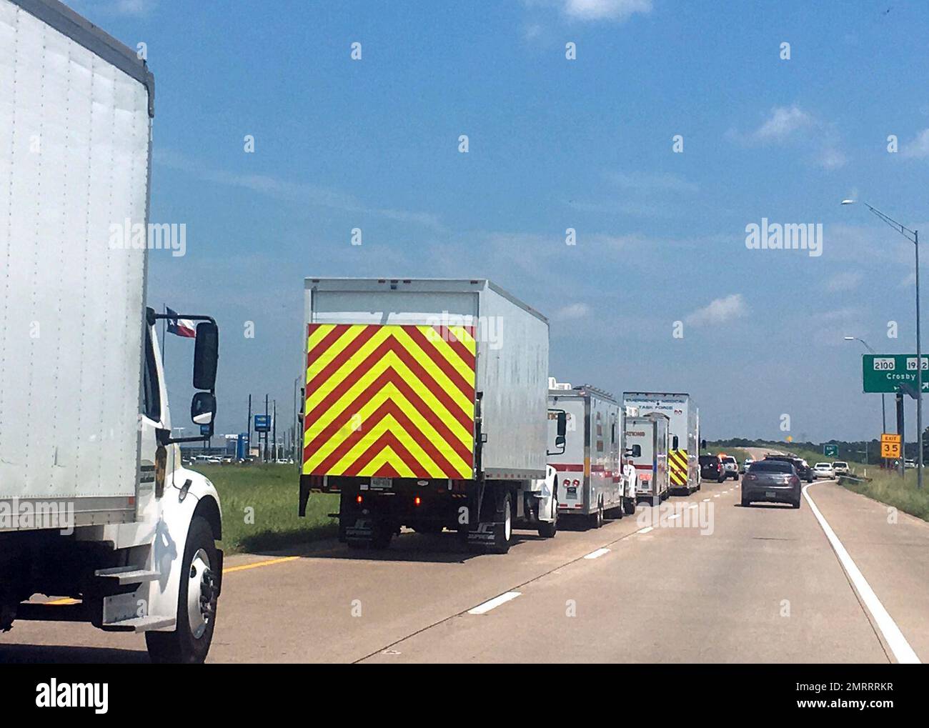 Just outside Crosby, Texas, a convoy of about 30 emergency medical