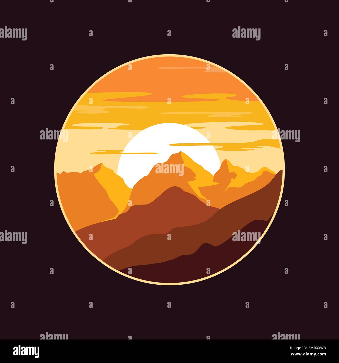 Illustrationsdesign Landschaftsbild Berg vor der Nacht. Vektordarstellung Stock Vektor
