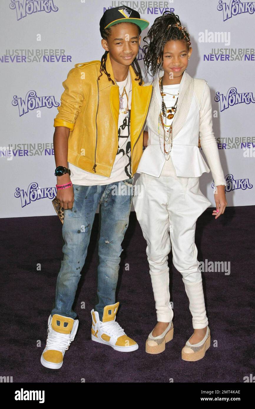 Willow Smith und Jaden Smith bei der Premiere von „Justin Bieber: Never Saw Never“ im Nokia Theatre, LA Live. Los Angeles, Kalifornien. 2/8/11. Stockfoto